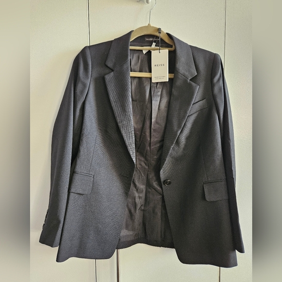 Reiss Jackets & Blazers - NWT Reiss Paisley Black Single Breasted Blazer Size 6 Petite